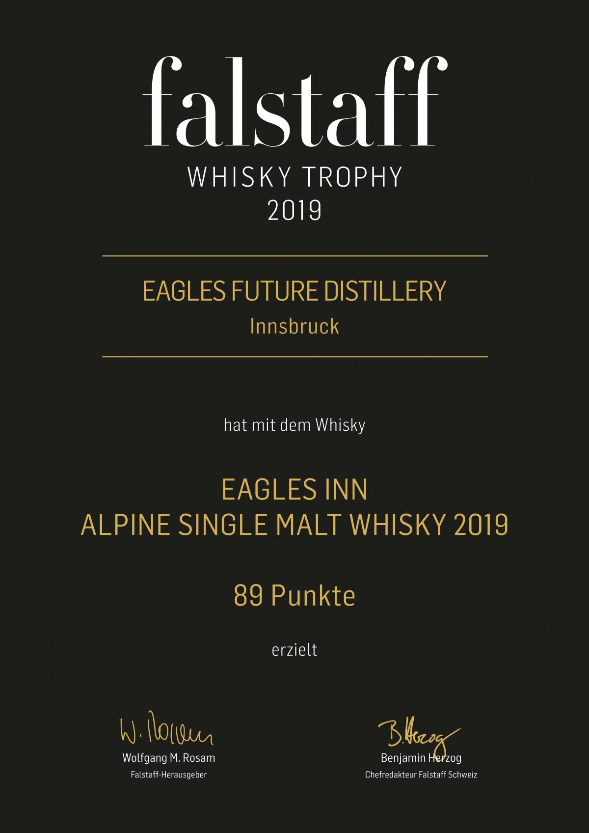 Falstaff Urkunde Whisky
